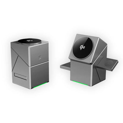 3-in-1 Wireless Charging Cube – 15W Fast Magnetic Charger with Auto-Rotation for iPhone, Apple Watch & AirPods