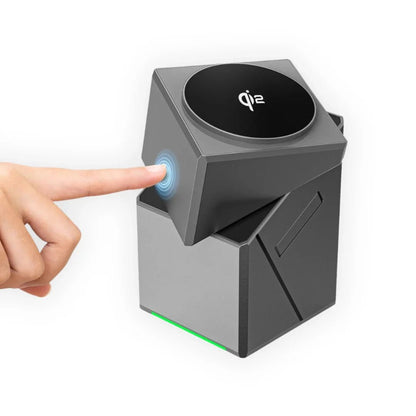 3-in-1 Wireless Charging Cube – 15W Fast Magnetic Charger with Auto-Rotation for iPhone, Apple Watch & AirPods