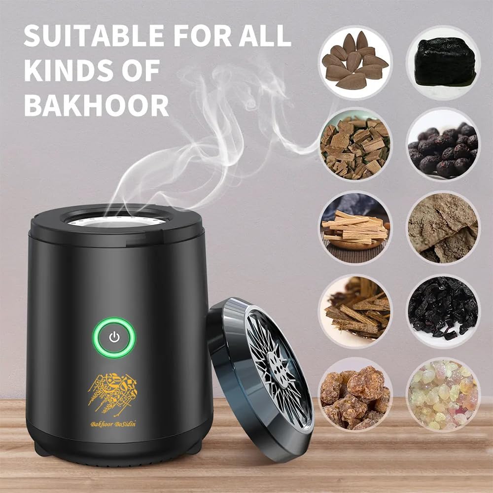 Bukhoor Burner, Electric Oud Incense, Aroma Diffuser with long lasting battery, Usb Rechargeable, Great gift for Home, Car, Desert Camping & Travel.