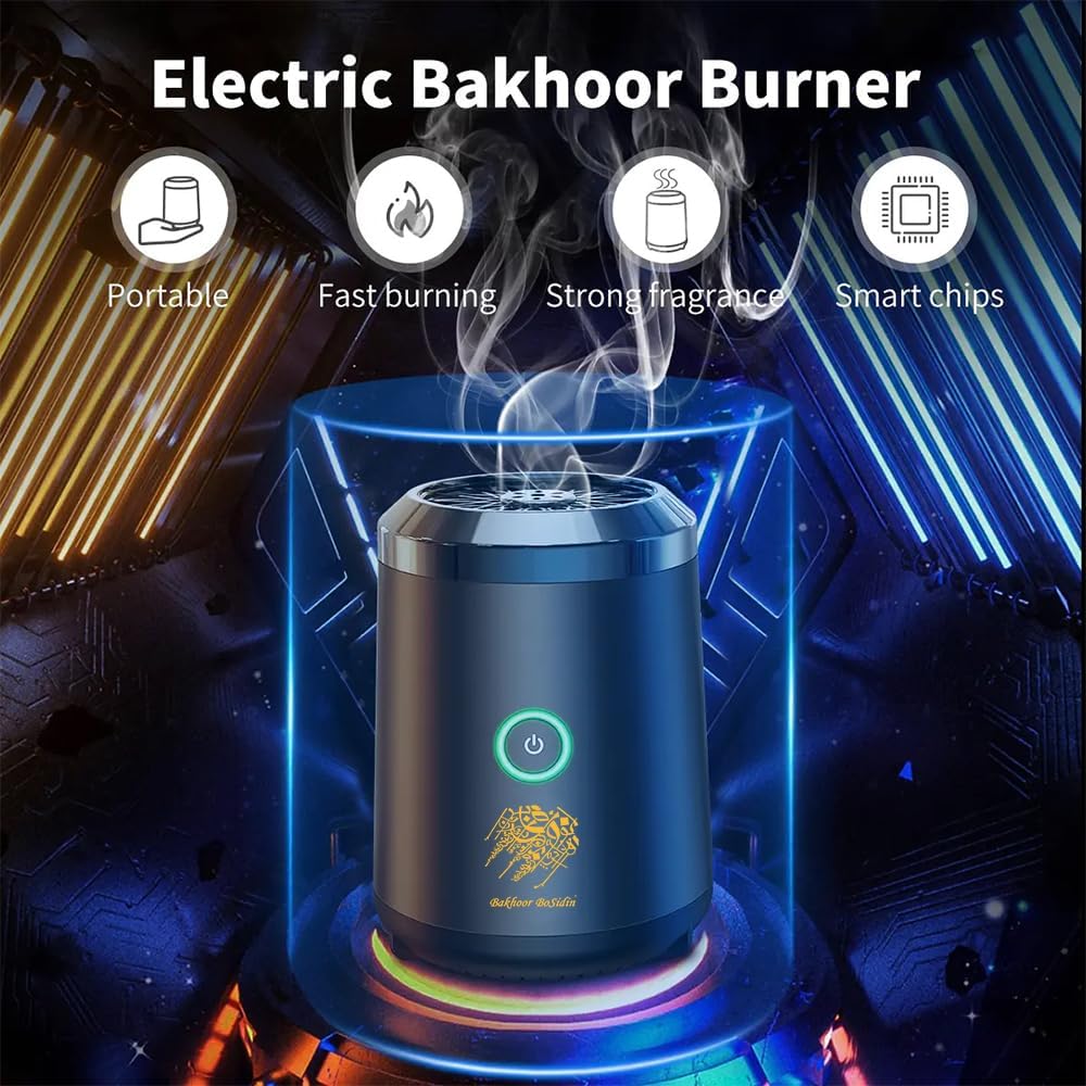 Bukhoor Burner, Electric Oud Incense, Aroma Diffuser with long lasting battery, Usb Rechargeable, Great gift for Home, Car, Desert Camping & Travel.