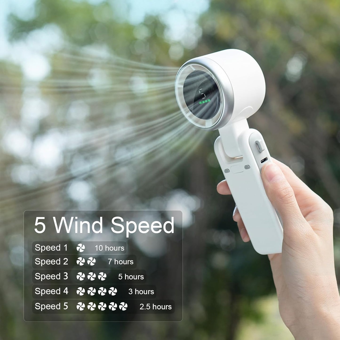 Portable Handheld Fan Mini Turbo Fan 5 Speed Strong Wind Personal