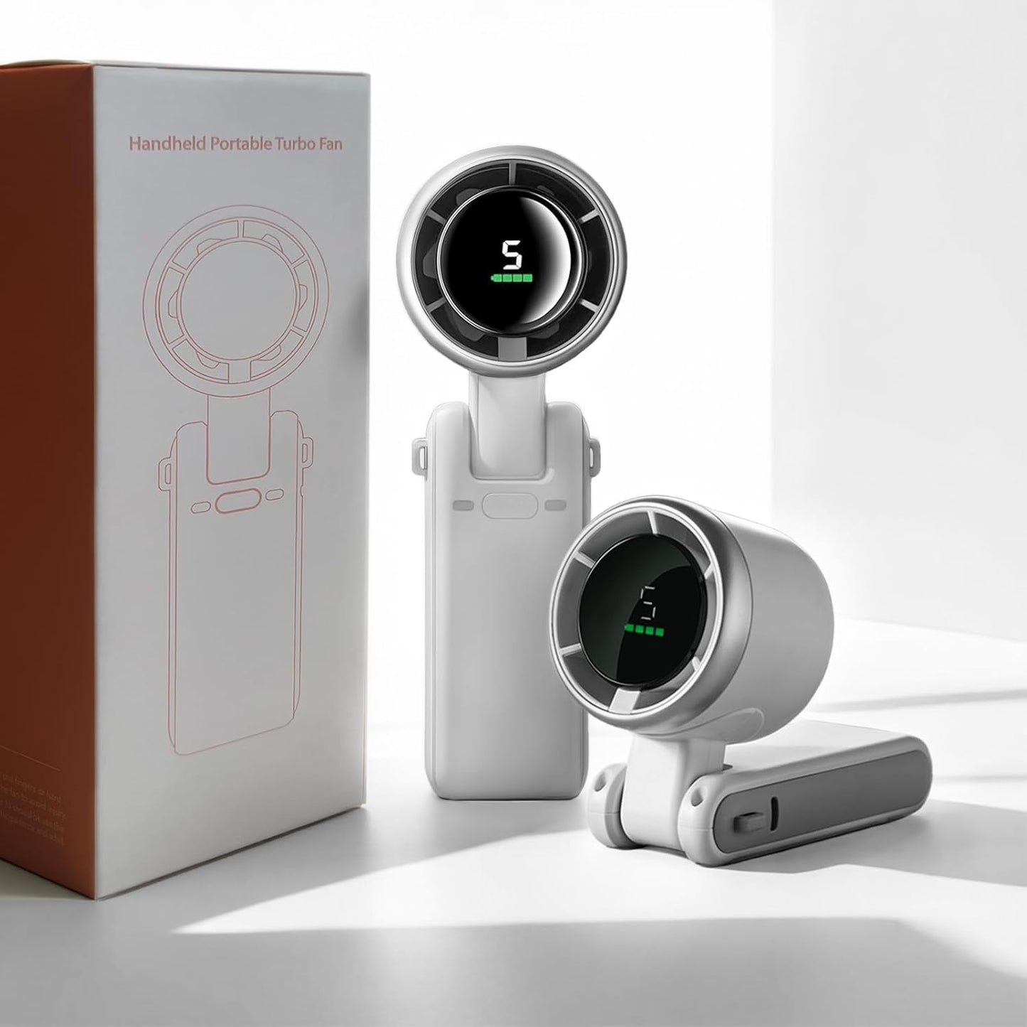 Portable Handheld Fan Mini Turbo Fan 5 Speed Strong Wind Personal