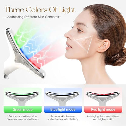 Mobify Premium Red Light Therapy Face and Neck Massager 7 in 1-7 LED Light Skin Rejuvenation & Wrinkle Removal Tool for Youthful, Radiant Skin face massager