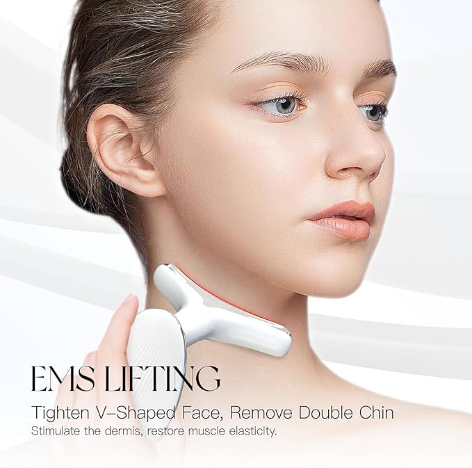 Mobify Premium Red Light Therapy Face and Neck Massager 7 in 1-7 LED Light Skin Rejuvenation & Wrinkle Removal Tool for Youthful, Radiant Skin face massager