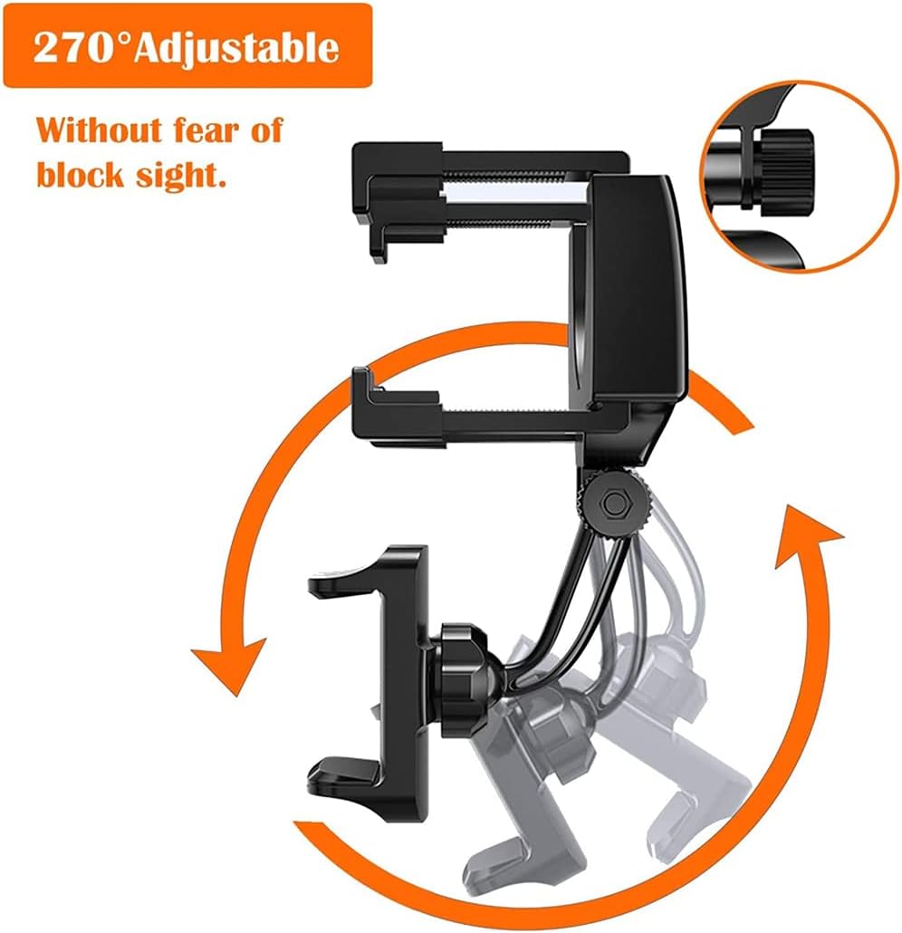 Rear View Mirror Car Mount Phone Holder Stand with 270° Swivel and Adjustable Clips
