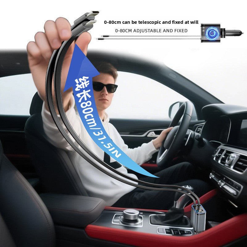 Super Fast Charging Retractable Car Phone Charger