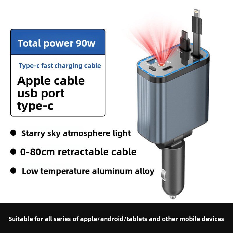 Super Fast Charging Retractable Car Phone Charger