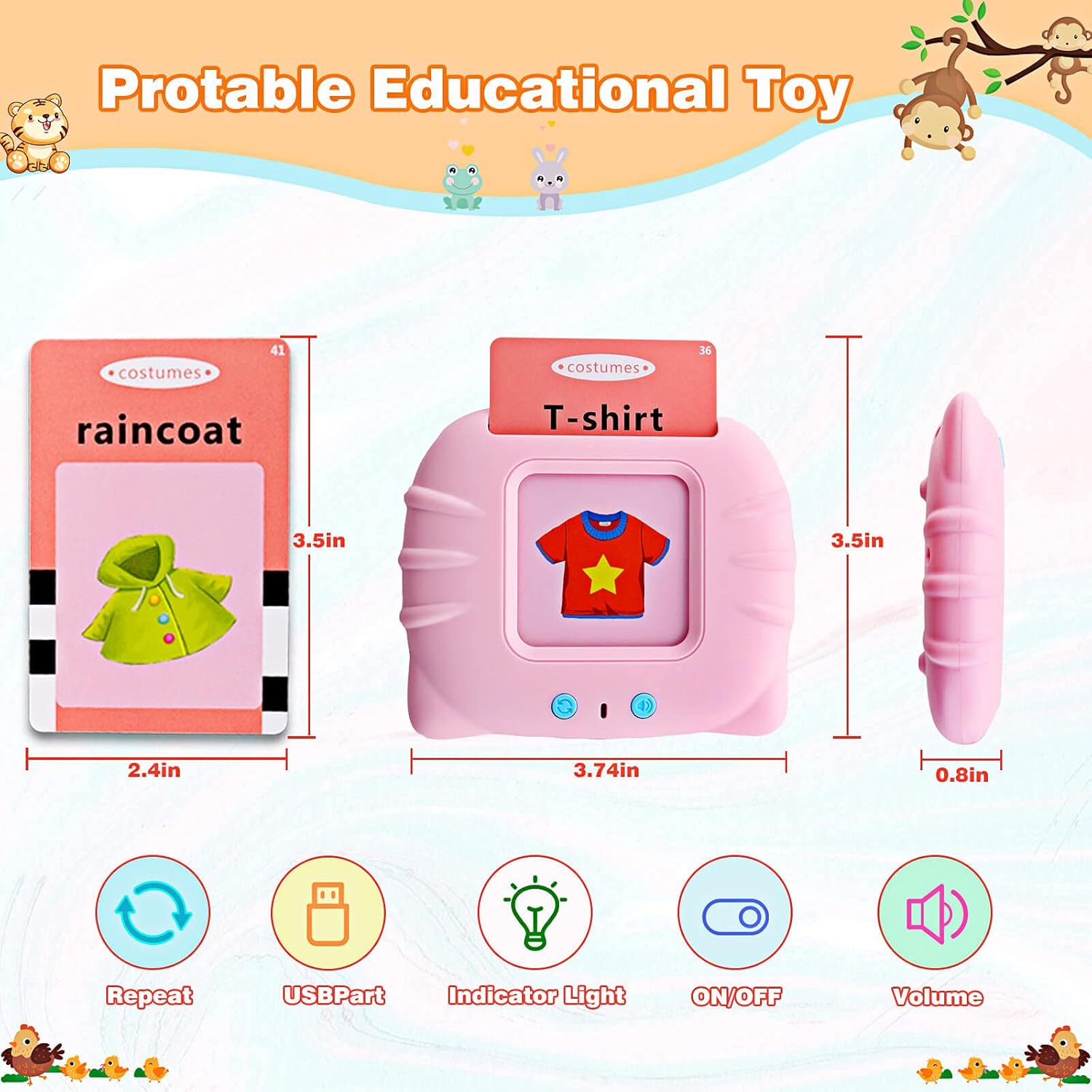 Talking Flash Cards Learning Toys for Toddlers 1-6 Year Old