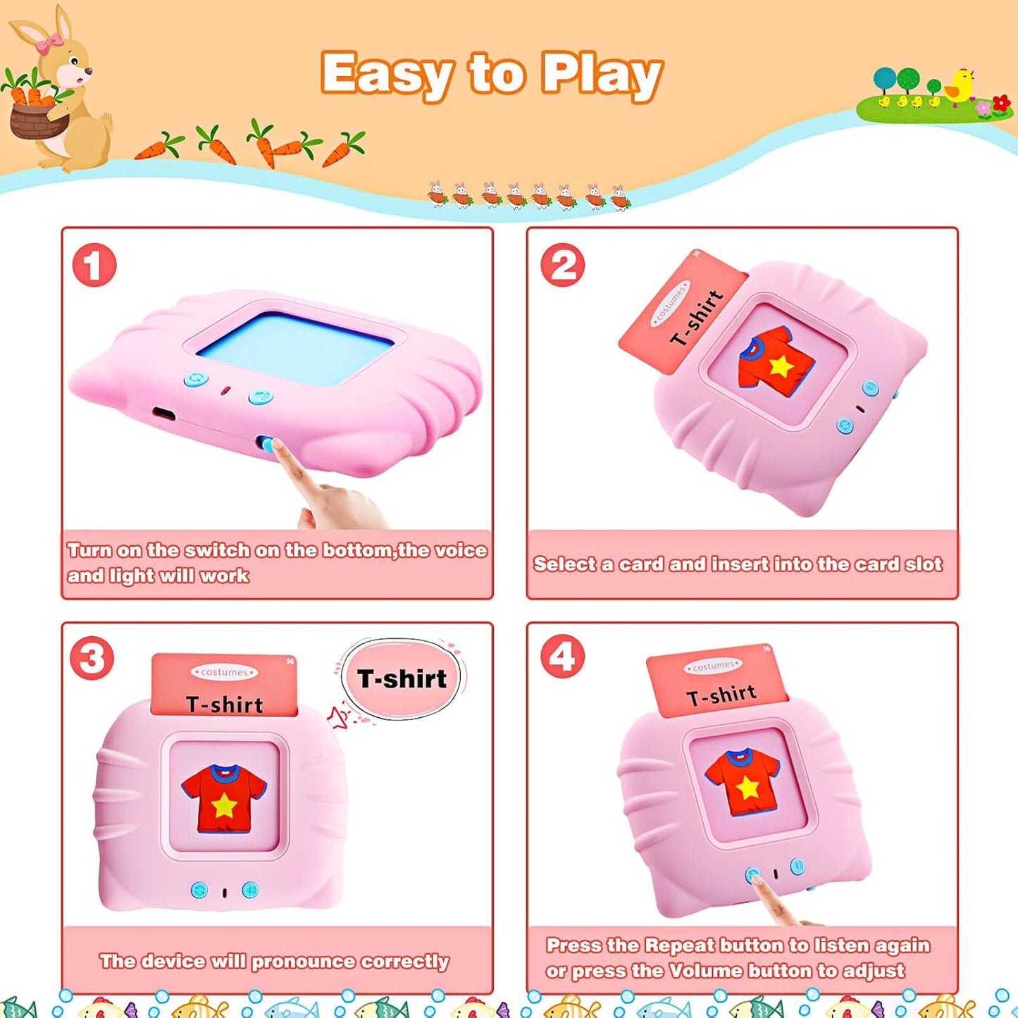 Talking Flash Cards Learning Toys for Toddlers 1-6 Year Old