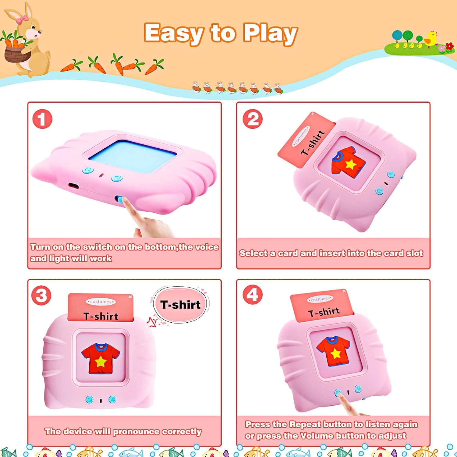 Talking Flash Cards Learning Toys for Toddlers 1-6 Year Old