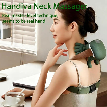 Wireless Shiatsu Neck & Shoulder Massager with Heat – Deep Tissue Pain Relief (Green)