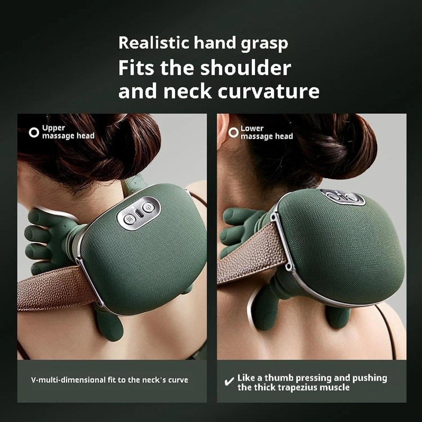 Wireless Shiatsu Neck & Shoulder Massager with Heat – Deep Tissue Pain Relief (Green)